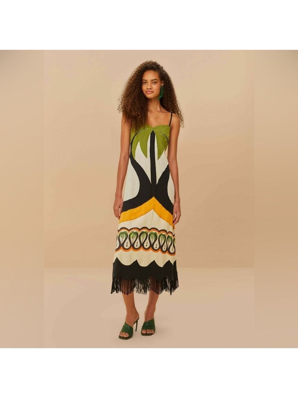 Farm Rio Off-White Coconut Tree Flow Dress